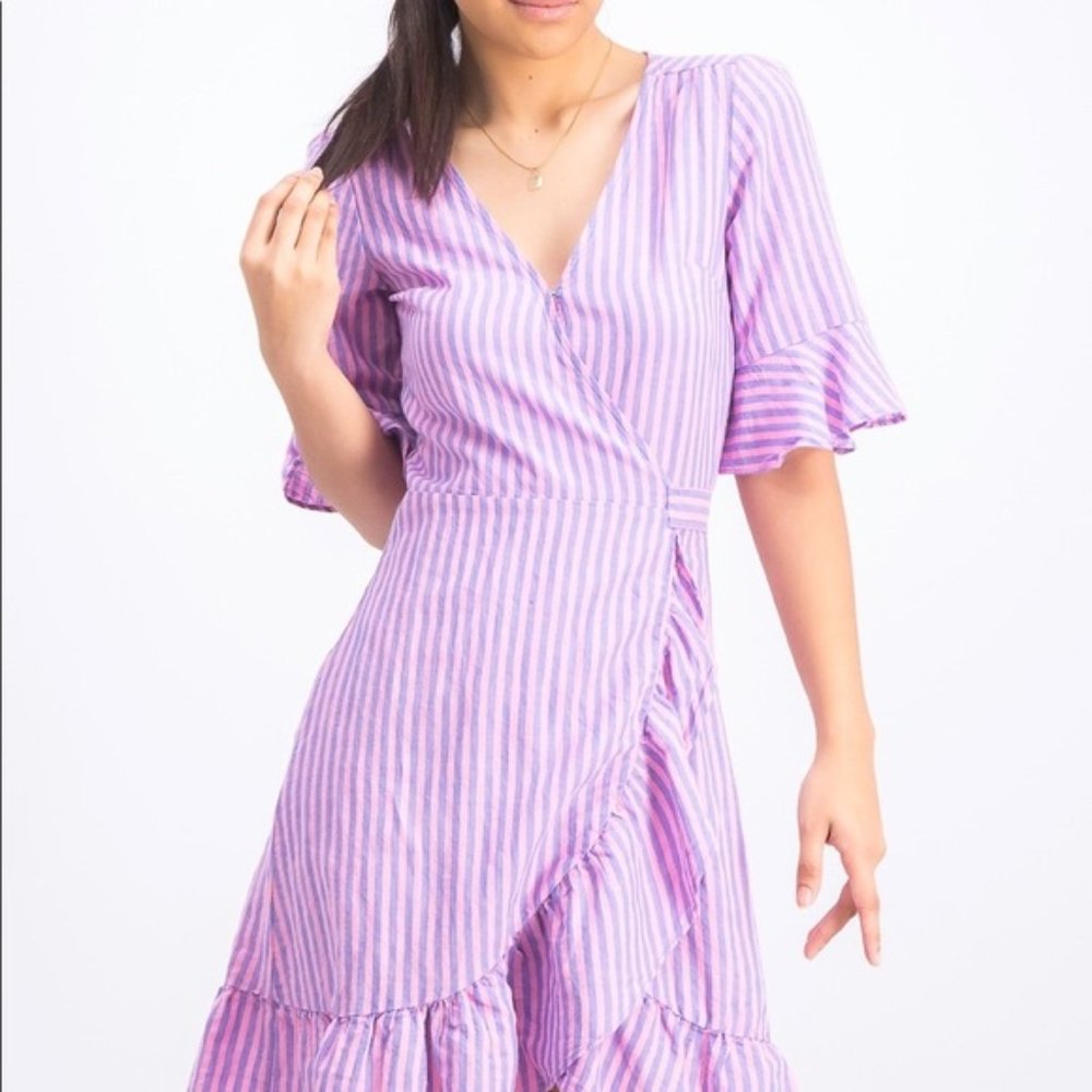 Gap Woman's Stripe Wrap Dress Size Extra Small